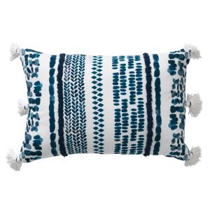 Coussin bleu en coton 40x60 cm avec motif