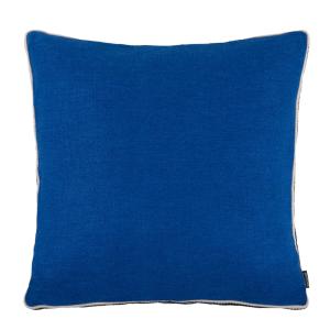 Coussin bleu et bord tissé 45x45
