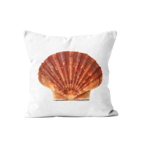 Coussin bord de mer/coquille saint jacques  velours blanc