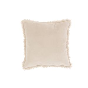 Coussin bord long coton/lin beige/gris 45x45