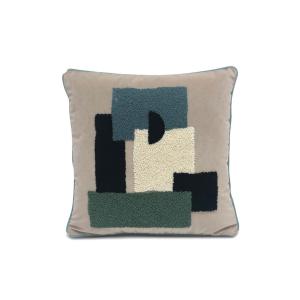 Coussin Bouclette Collage Azur