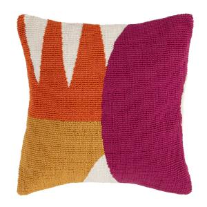 Coussin bouclettes tufté multicolore 45x45