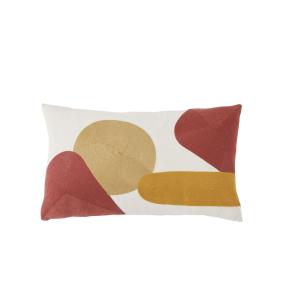 Coussin brodés écrus, jaunes, terracotta 30x50