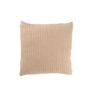 Coussin carré à lignes en coton beige 45x45x12 cm