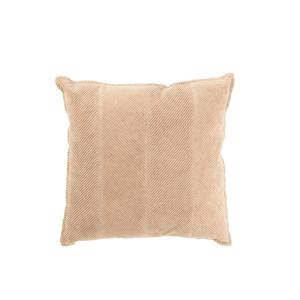 Coussin carré à rayures en coton beige 45x45x12 cm