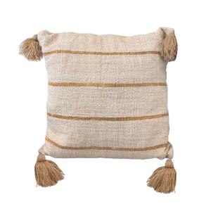 Coussin carré beige et rayure