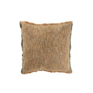 Coussin carré bords effilochés en polyester marron 45x45x12…