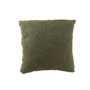 Coussin carré bords effilochés en polyester vert 45x45x12cm…