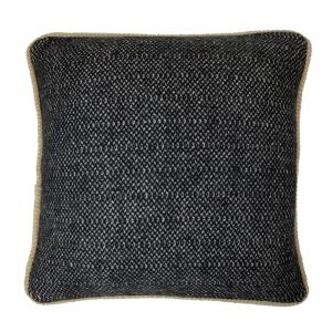 Coussin carré en laine recyclée noir corbeau 50x50