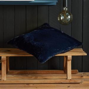 Coussin carré uni coton  45x45cm Bleu marine