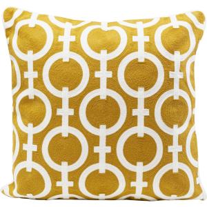 Coussin chaînes en polyester jaune et blanc