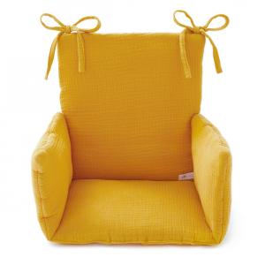 Coussin chaise haute en gaze de coton moutarde