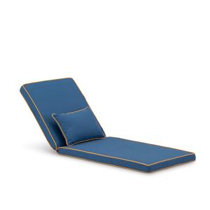 Coussin chaise longue uni/bordure et coussin décoratif bleu…