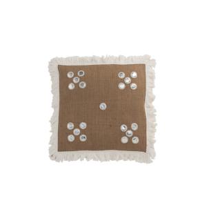 Coussin coins jute naturel/blanc 45x47