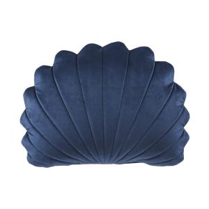 Coussin coquillage en velours de polyester recyclé bleu mar…