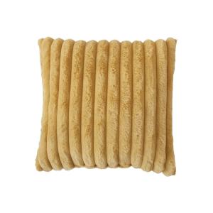 Coussin côtelé à effet fourrure polyester ocre 40 x 40