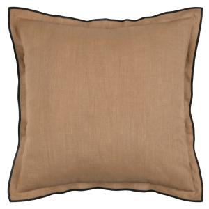 Coussin coton volant plat feston noir marron clair 45x45 cm