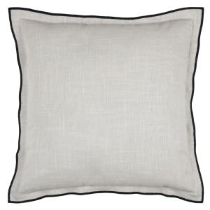 Coussin coton volant plat feston noir naturel 45x45 cm