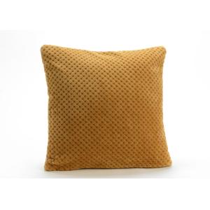 Coussin damier camel 40x40 cm jaune en polyester