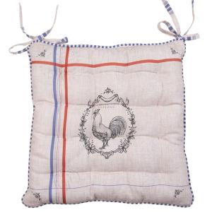 Coussin de chaise 100% coton beige coq 40x40x4cm