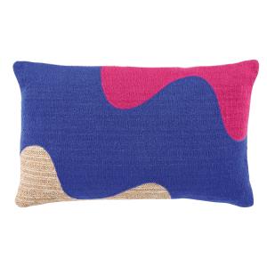 Coussin de jardin motifs brodés tricolores 60x40