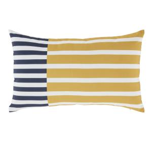 Coussin de jardin tissé motifs à rayures jaune et bleu 30x5…