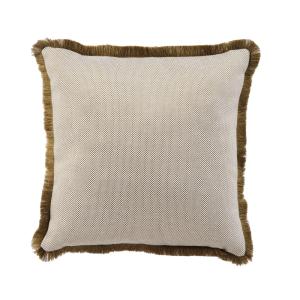 Coussin de jardin tissé vert kaki à franges 45x45