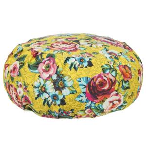 Coussin de méditation en coton imprimé fleuri jaune