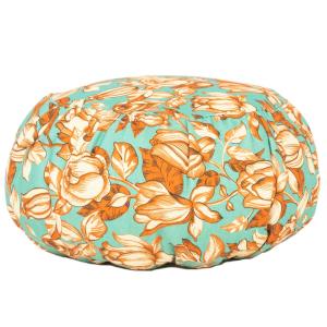 Coussin de méditation en coton imprimé fleuri orange