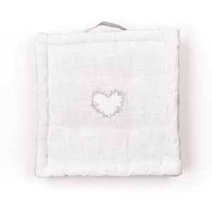 Coussin de sol avec broderies coton uni  40x40 cm Gris clair