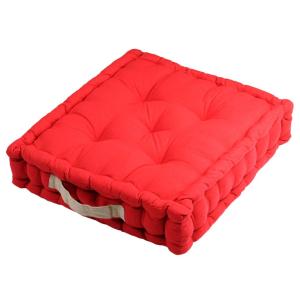 Coussin de sol bicolore coton rouge 45 x 45