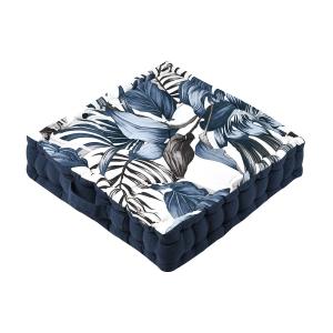 Coussin de sol bleu coton 45x45cm