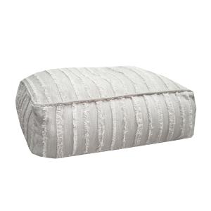 Coussin de sol déhoussable M - coton gris a frange