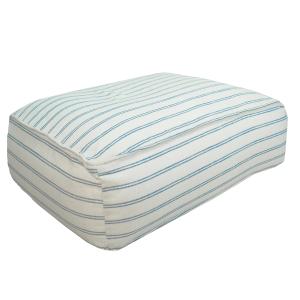 Coussin de sol déhoussable M - Lin rayé bleu