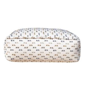 Coussin de sol déhoussable M - tissu blanc poils multi coul…