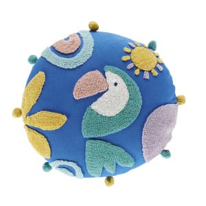 Coussin de sol enfant imprimé toucan bleu, rose, vert et ja…