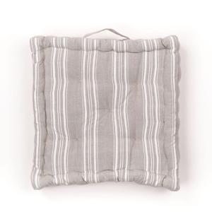 Coussin de sol imprimé rayures coton  40x40 cm Beige