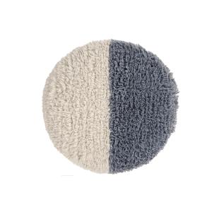 Coussin de sol laine bicolore bleu beige D70cm
