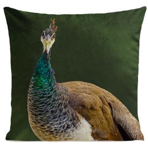 Coussin déco automne velours vert 40x40cm