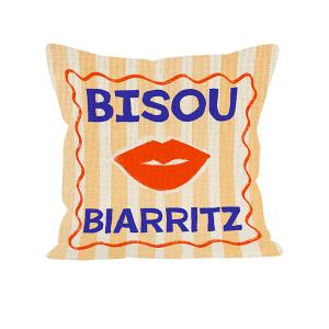 Coussin déco Biarritz polyester jaune 40x40cm