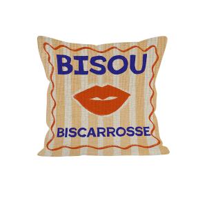 Coussin déco Biscarrosse polyester jaune 40x40cm