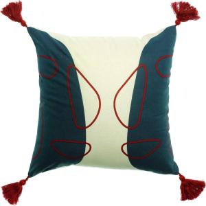 Coussin déco polycoton rouge 40x40 cm