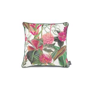 Coussin décoratif 50x50cm velours motif rose jardin, vert b…