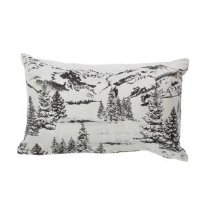 Coussin décoratif déhoussable style montagne coton gris ant…