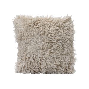 Coussin décoratif en polyester effet mongolien beige, 45x45…