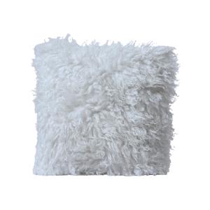 Coussin décoratif en polyester effet mongolien blanc, 45x45…