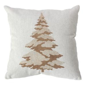 Coussin décoratif motif sapin coton beige 40x40 cm