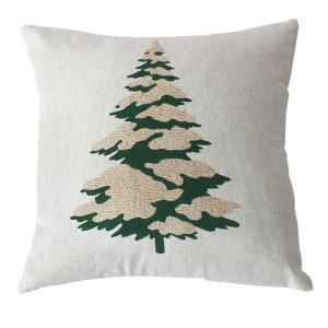 Coussin décoratif motif sapin coton vert 40x40 cm