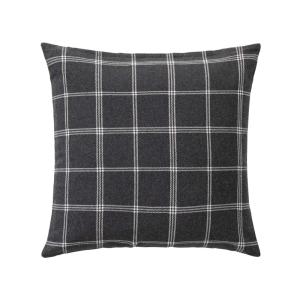 Coussin déhoussable à carreaux en poly-coton tissé gris ant…