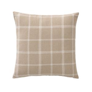 Coussin déhoussable à carreaux en poly-coton tissé sable 45…